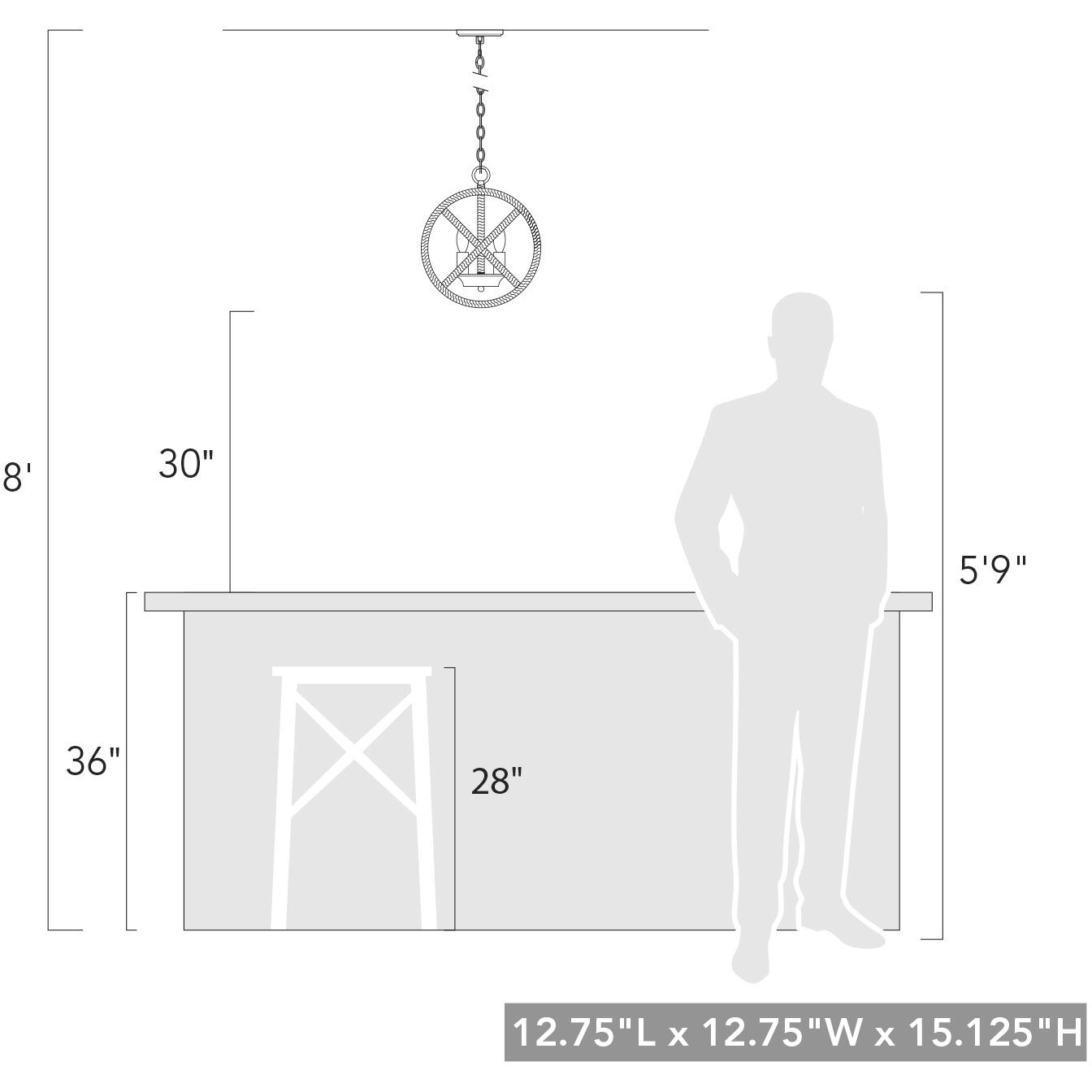 Marina 3 Light 12.75 inch Burnished Chestnut Pendant Ceiling Light